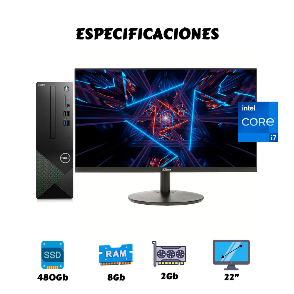 Torre Dell i7 12th 8GB SSD 512GB + Monitor 22″ | KM Systems