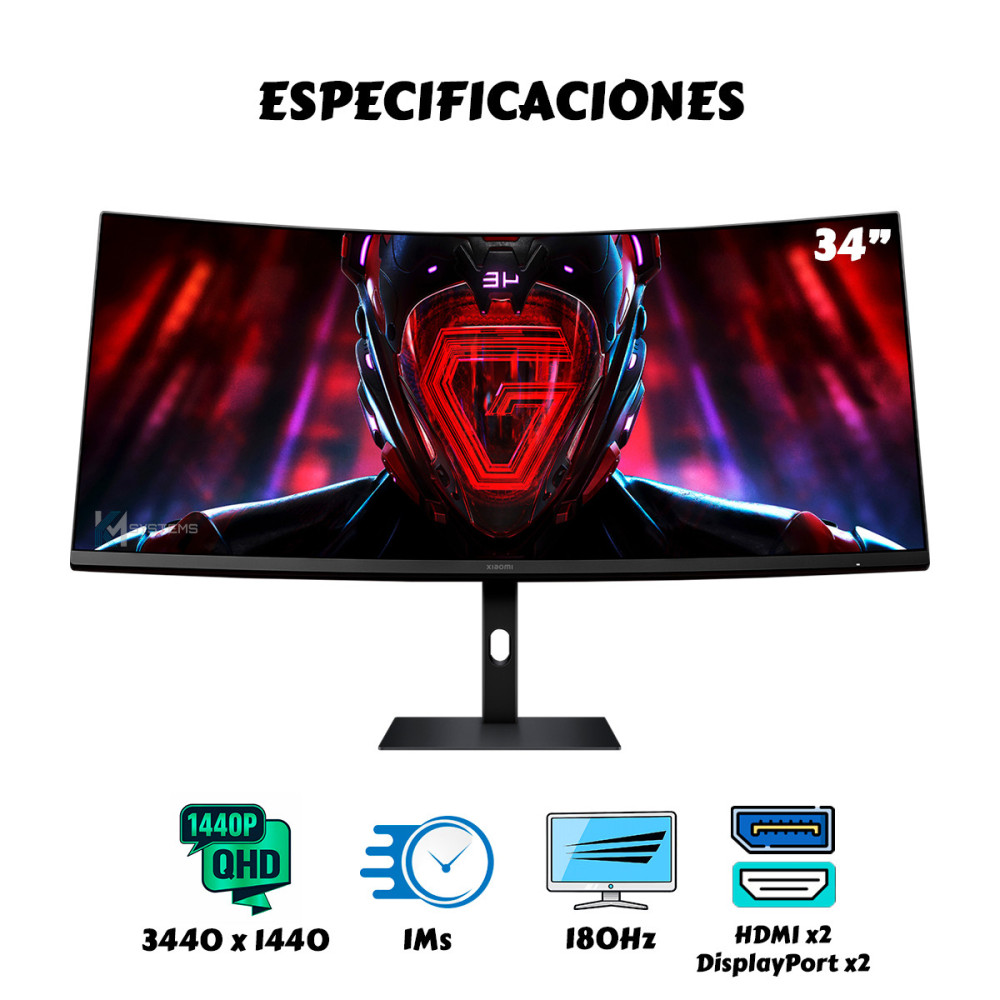 Monitor Xiaomi Gaming Curvo 34″ WQHD 180Hz 1ms | KM Systems