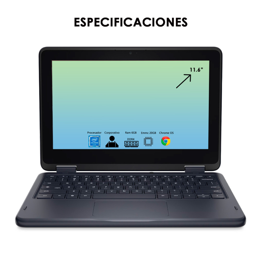 Portátil 2 En 1 Táctil Dell Chromebook Celeron 4gb 20gb