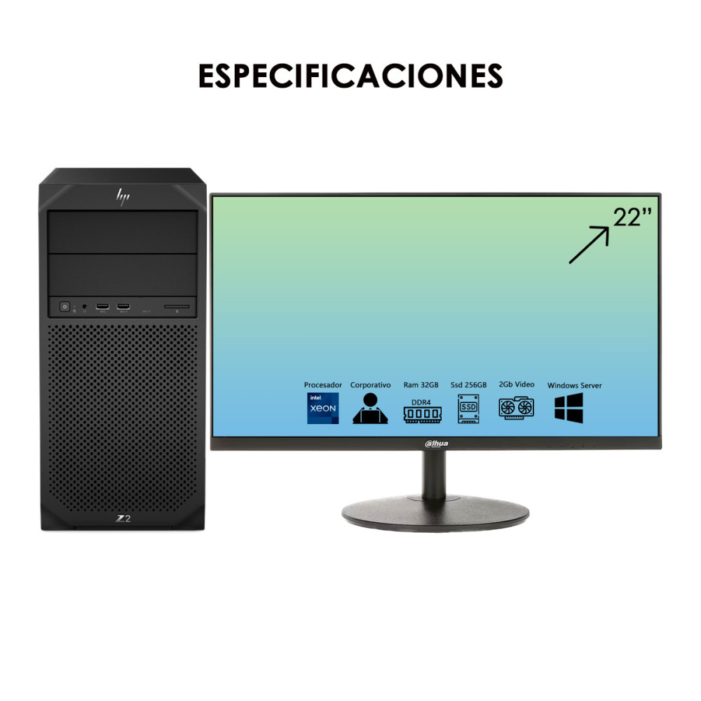 Servidor HP Xeon 16 GB RAM SSD 1 TB + Monitor 22" | KM Systems