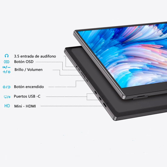 Monitor Portátil 15.6" Full HD Mini HDMI | KM Systems