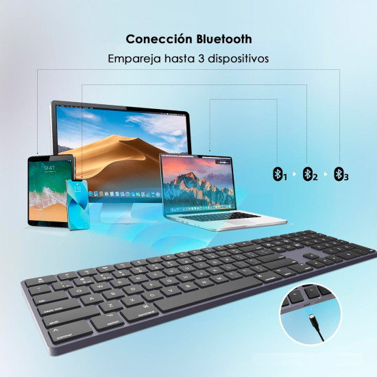 Teclado Bluetooth Silencioso Compatible con Apple iMac | KM Systems