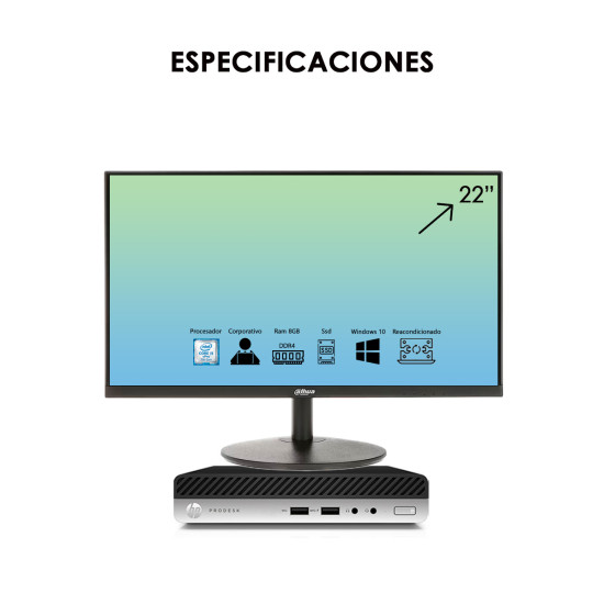 Computador Tiny HP 400 G3 + Monitor 22″ | KM Systems