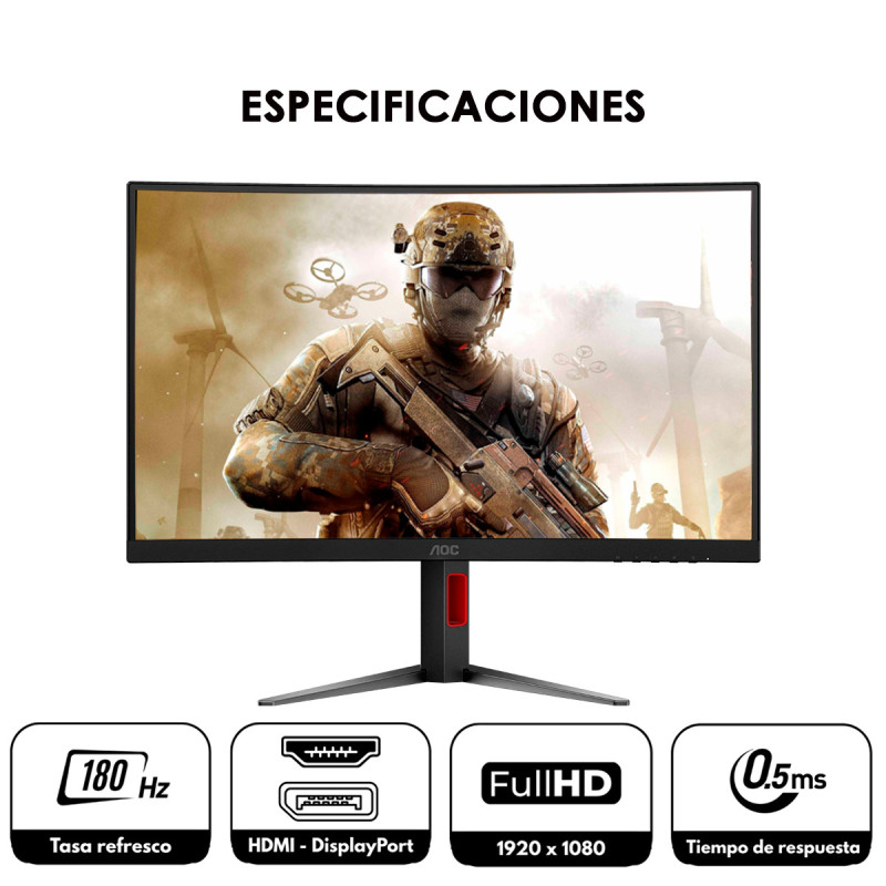Monitor Curvo Gamer AOC 27” 180Hz | KM Systems