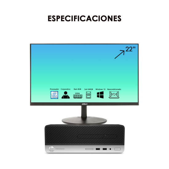 Computador Gamer Hp I5 9th Ram 8gb Ssd 240gb + Monitor 22