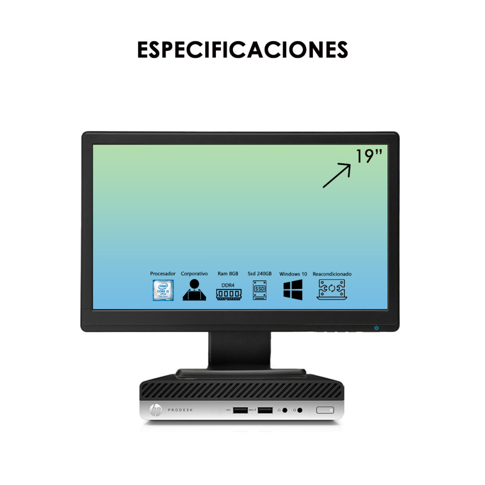 Torre HP i5 7th + Monitor Usado 19″ | KM Systems
