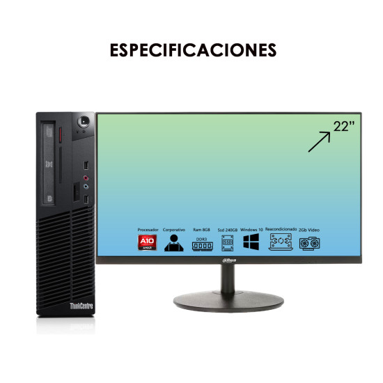 Computador Lenovo A10 + Monitor Nuevo 22″ | KM Systems
