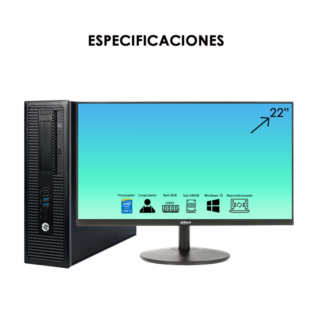 Hp Prodesk Core I5 4ta Gen 240gb Ssd + Monitor 22 Nuevo