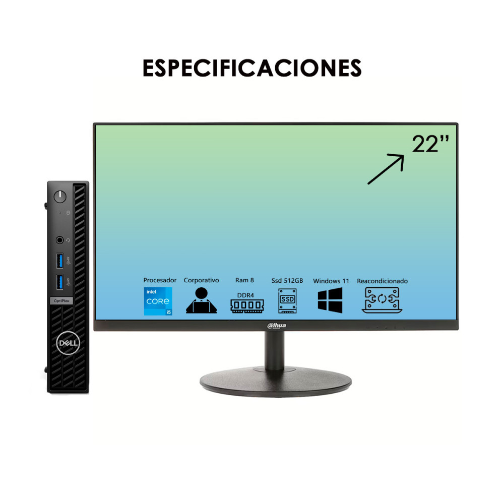 Mini PC Dell 7010 i5 13th + Monitor 22″ | KM Systems