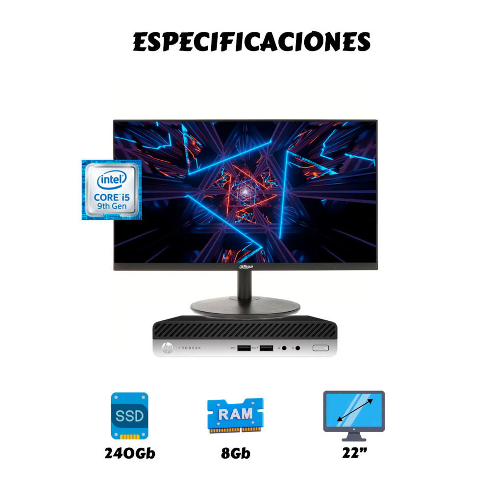Mini PC Core i5 9th 8GB SSD 256GB + Monitor 22″ | KM Systems