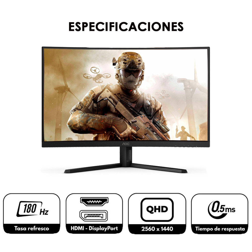 Monitor Gamer AOC Curvo 32” QHD 2K 180Hz 0.5ms | KM Systems